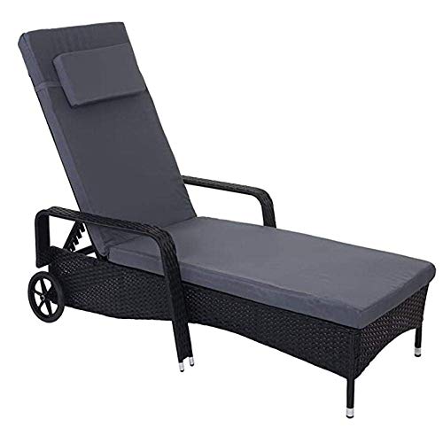 ZXYY Tumbona Sofá Tumbona Cama Ajustable Exterior Aluminio 197x71x108cm Antracita de polratratán con cojín Gris