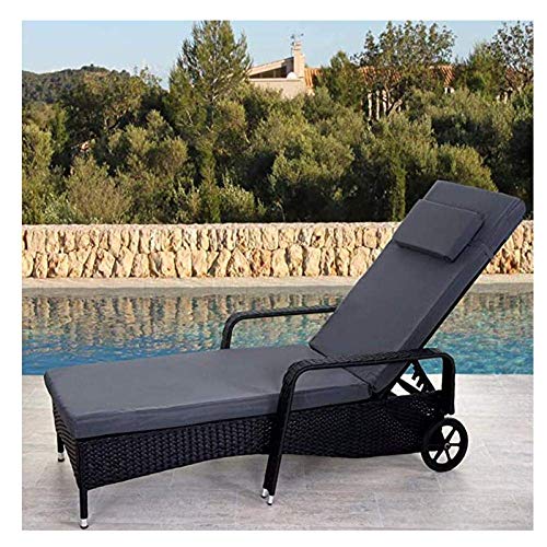 ZXYY Tumbona Sofá Tumbona Cama Ajustable Exterior Aluminio 197x71x108cm Antracita de polratratán con cojín Gris