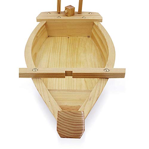 zxz Bandeja de Madera para Barco de Sushi, Plato para Servir en el hogar, Pino Blanco Natural, Refuerzo de Tornillo Interno Impermeable, fácil Limpieza, para Invitados a Fiestas en restaurantes