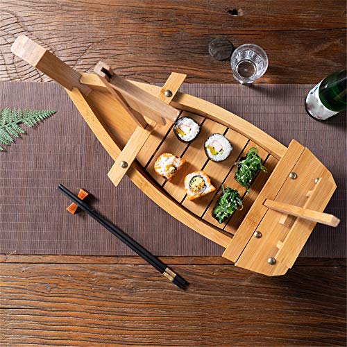 zxz Bandeja de Madera para Barco de Sushi, Plato para Servir en el hogar, Pino Blanco Natural, Refuerzo de Tornillo Interno Impermeable, fácil Limpieza, para Invitados a Fiestas en restaurantes