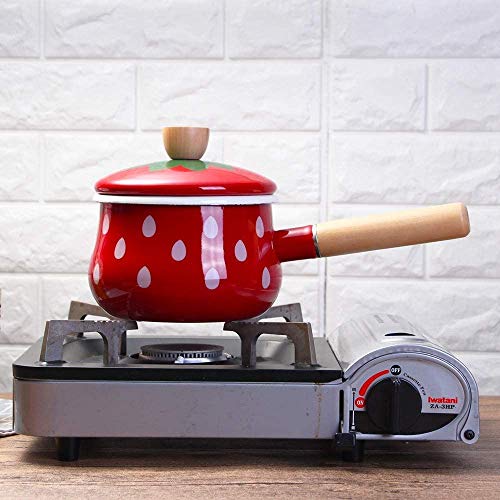 ZYHA Olla para Pasta esmaltada,Antiadherente para Leche,té,café,Huevo,Olla para hervir,ollas,Mango de Fresa,Gran Capacidad,con Tapa (Olla para Leche de Fresa)