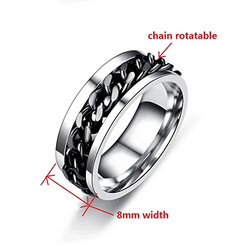 ZYJ Anillo de Acero 2 Piezas Titanium de los Hombres de Metal Inoxidable, Botella de Cerveza del Anillo Giratorio de la Tapa, Cadena Punky Azul Oro Negro Accesorios joyería Collar Colorido,B,6