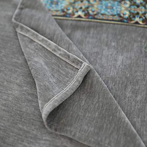 ZYT Antifouling y Resistente a la abrasiónTela de Terciopelo Gris Mantel Artesanal Bordado de Color sólido Mantel Gris 130 * 250cm
