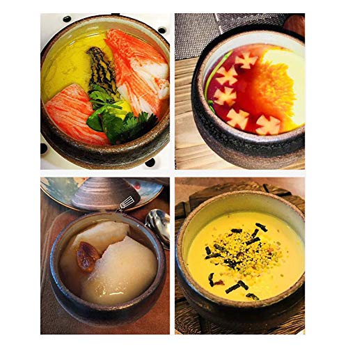 ZZFF Mini Casserole con Tapa,Cerámica De Gres,Personal Cerámica Vapor Olla para Guisar,Vintage Sopa Cuenco De Fideos para Cocina Egg Custard Sopa De Nutrición B 10x10cm(4x4inch)