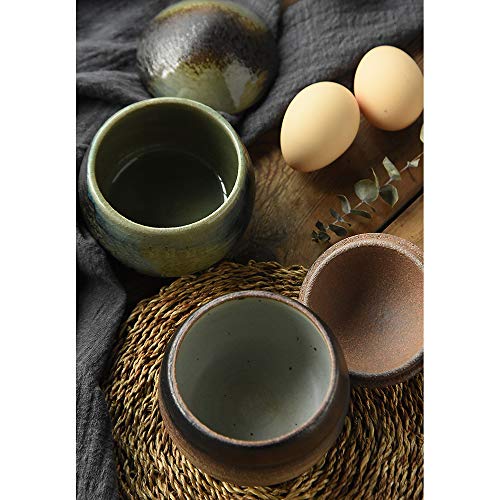 ZZFF Mini Casserole con Tapa,Cerámica De Gres,Personal Cerámica Vapor Olla para Guisar,Vintage Sopa Cuenco De Fideos para Cocina Egg Custard Sopa De Nutrición B 10x10cm(4x4inch)