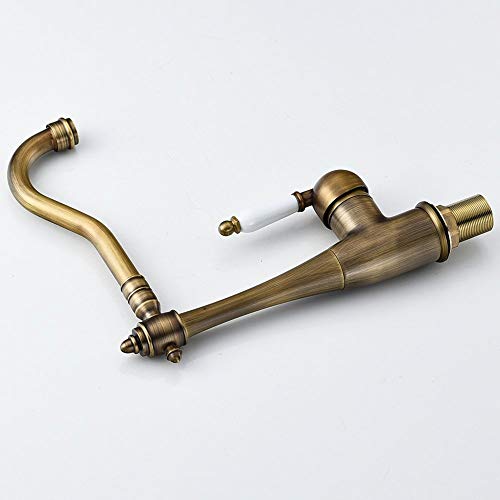 zzjwzde Giratorio Grifos Lavabos Altos Plata Antiguo Bronce Monomando Mezclador Grifo De Agua Caliente y Fría Rotación De 360 °Cocina Baño Estándar 3/8 Puerto De Manguera Universal,6 Colores