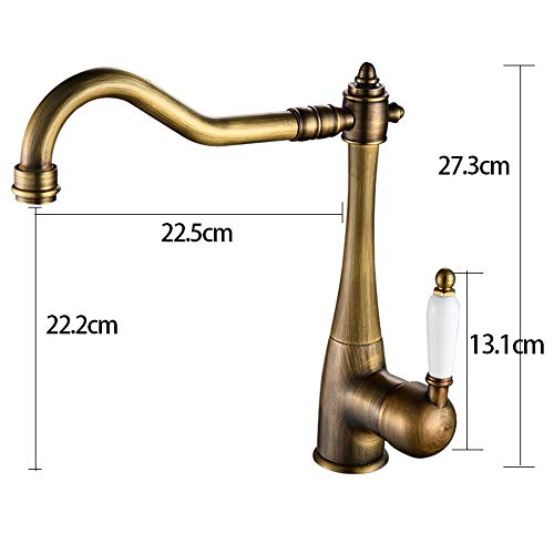 zzjwzde Giratorio Grifos Lavabos Altos Plata Antiguo Bronce Monomando Mezclador Grifo De Agua Caliente y Fría Rotación De 360 °Cocina Baño Estándar 3/8 Puerto De Manguera Universal,6 Colores
