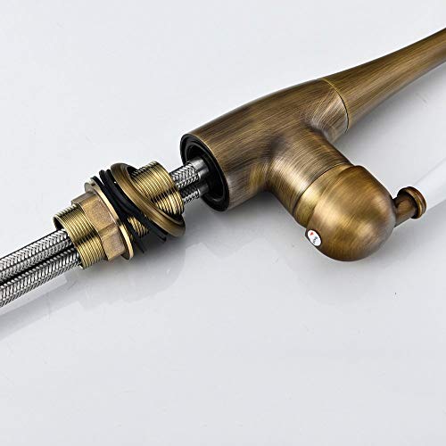 zzjwzde Giratorio Grifos Lavabos Altos Plata Antiguo Bronce Monomando Mezclador Grifo De Agua Caliente y Fría Rotación De 360 °Cocina Baño Estándar 3/8 Puerto De Manguera Universal,6 Colores