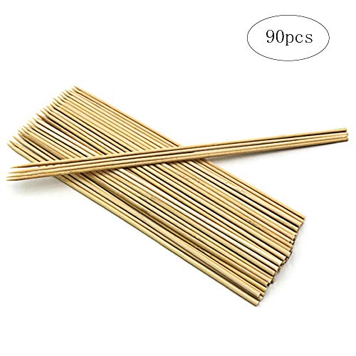 ZZM Brochetas de Kebab de bambú Pinchos de Madera Natural Palos de Grado alimenticio para asados BBQ Extrafuerte Extraordinariamente Fuerte para asado Malvavisco Fuente de Chocolate 90pcs