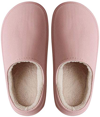 ZZSNT Pantuflas de Espuma viscoelástica Unisex, Superficie Impermeable, cómodo Forro Polar de Felpa, Suela de Goma Antideslizante, Zapatos de casa para Interiores y Exteriores 39-40 Pink