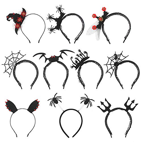 10 Piezas Diadema de Halloween, Cintas de Halloween para la Cabeza para Mujer Niña Accesorio para Pelo Fiesta de Disfraces de Halloween Decoración