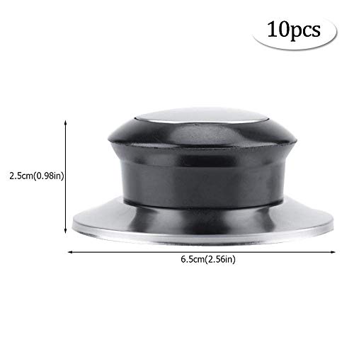 10 Piezas Perilla Tapa De La Cacerola, Bakelite Metal Negro Plata Repuestos para La Cocina De La Cocina del Hogar Manija Repuesto/Perilla De La Olla Manija Universal Accesorios Bandeja con Tornillos