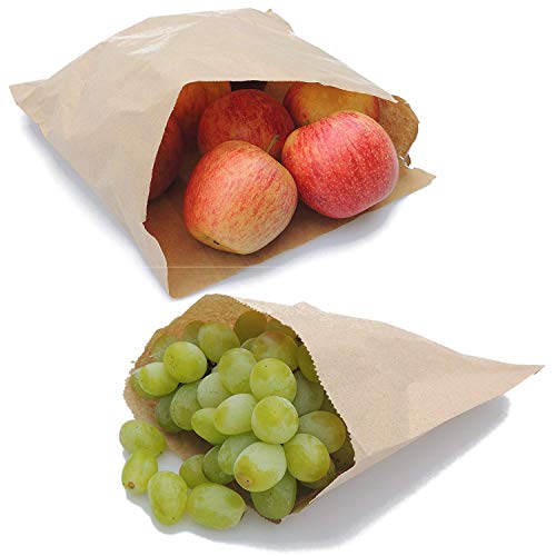 100 bolsas de papel kraft de color marrón con cordón, para frutas, comida, comida, sándwiches cafés, restaurantes 7x7"