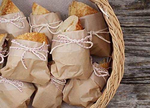 100 bolsas de papel kraft de color marrón con cordón, para frutas, comida, comida, sándwiches cafés, restaurantes 7x7"