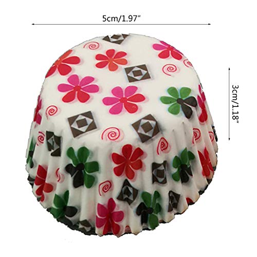 100 envoltorios de papel para magdalenas con diseño de flores, para decoración de cupcakes, decoración de cumpleaños, bodas, etc.
