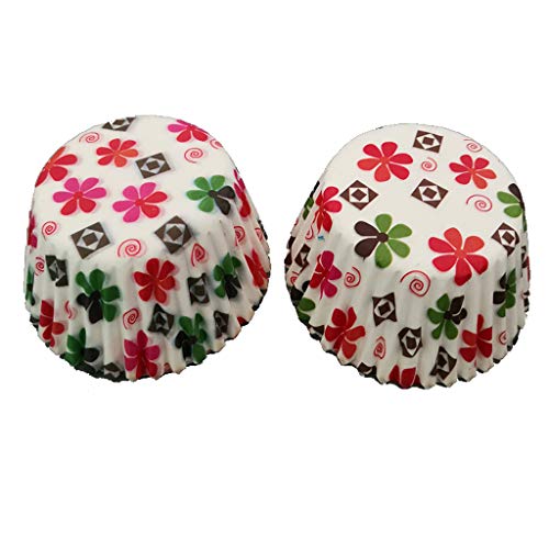 100 envoltorios de papel para magdalenas con diseño de flores, para decoración de cupcakes, decoración de cumpleaños, bodas, etc.