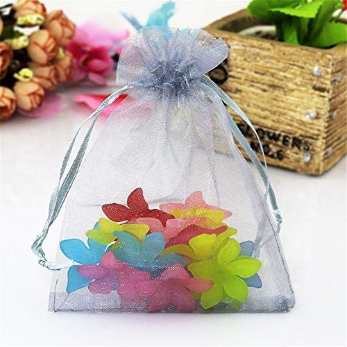 100 Piezas Bolsas de Organza para Boda Bolsitas Transparentes para Joyas Regalos Recuerdos Caramelos Dulces Fiestas 13 x 18cm Color Gris