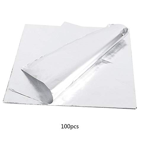 100 piezas de papel de aluminio grueso de papel de aluminio para cocinar al horno de barbacoa, resistencia a altas temperaturas, hacer que los alimentos se calienten uniformemente, 11.8 * 11.8 pulgada