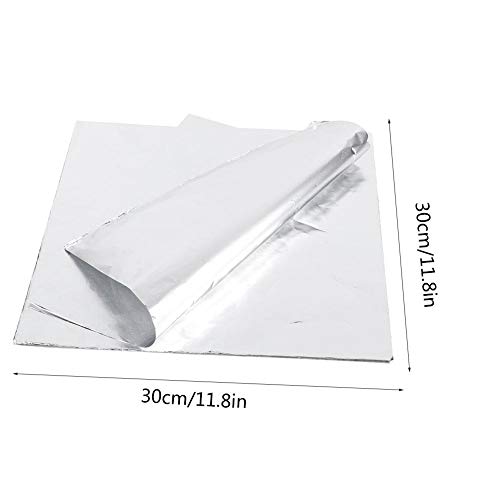 100 piezas de papel de aluminio grueso de papel de aluminio para cocinar al horno de barbacoa, resistencia a altas temperaturas, hacer que los alimentos se calienten uniformemente, 11.8 * 11.8 pulgada