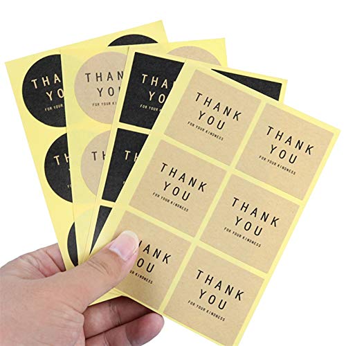 100 Piezas Gracias las etiquetas engomadas, gracias por su amabilidad etiqueta Etiquetas de la hoja de oro Gracias por su Solicita calcomanías for panaderías, hecho a mano de bienes y pequeño empresar