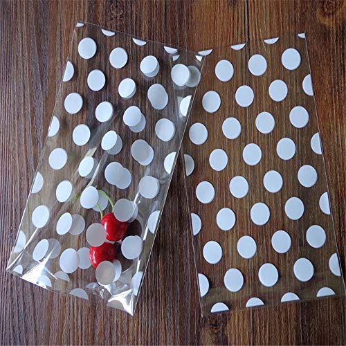 100 Unids Bolsas Para Tratar Alimentos Puntos Bolsas De Envases De Plástico Transparente Bolsas De Favor De Fiesta De Panadería Para Panadería Galletas Dulces Postre (white)