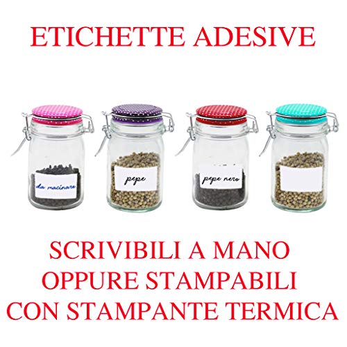 1000 etiquetas adhesivas blancas de 50 x 25 mm sobre rollo, multiusos, útiles en cancela, congelador, dispensador, muy resistentes, fabricadas en Italia