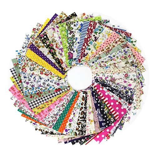 100Pcs(10x10cm) Retales de Tela Algodón Material para Coser Manualidades DIY Costura