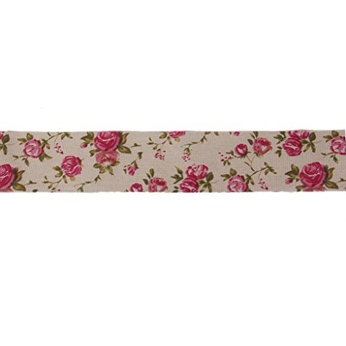 10m Rollo de Cinta Arpillera Yute Flor Rosa Impresa Decoración para Boda Artesanía