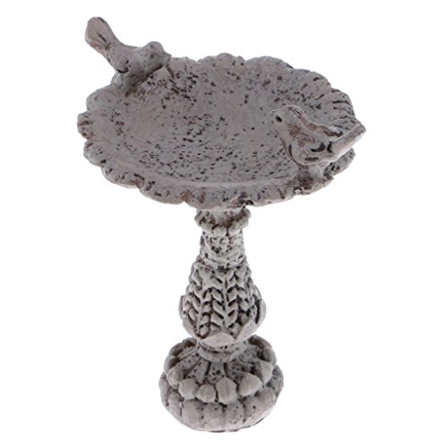 1:12 Fuente de Baño de Pájaro de Resina en Miniatura Decoración de Hada Jardín de Casa de Muñecas - Gris