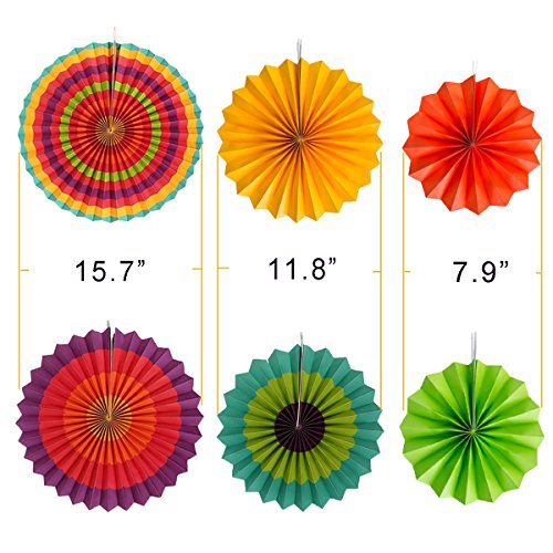 12 Abanicos de Papel Multicolor Decoración para Celebración Ventilador de Papel Fiesta Cumpleaños Boda Distintos Colores Lunares