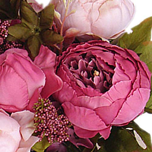13 Cabezas de Flores de Peonía Artificial Ramo de Flores Falsas de Plástico Vintage para La Decoración Del Festival Del Hogar Del Banquete de Boda