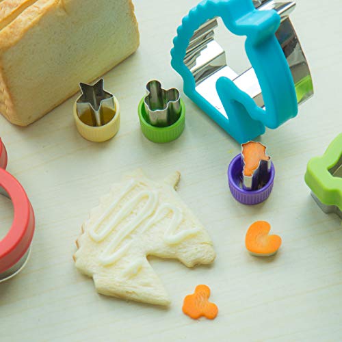 14 piezas Cortadores de sándwich Mickey Mouse Dinosaurio Unicornio Sirena Sándwich Cortadores de alimentos Pan tostado Panqueques Cortadores de frutas y verduras Forma divertida