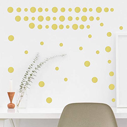180pcs Pegatinas de Puntos Pared Vinilos Adhesivos Stickers Decorativos Pared Etiquetas Pared Decoración Salón Dormitorio Habitación de Niños Infantiles Dorado