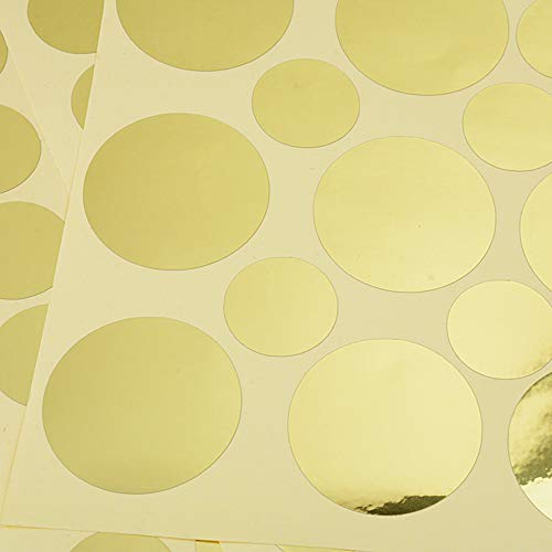 180pcs Pegatinas de Puntos Pared Vinilos Adhesivos Stickers Decorativos Pared Etiquetas Pared Decoración Salón Dormitorio Habitación de Niños Infantiles Dorado