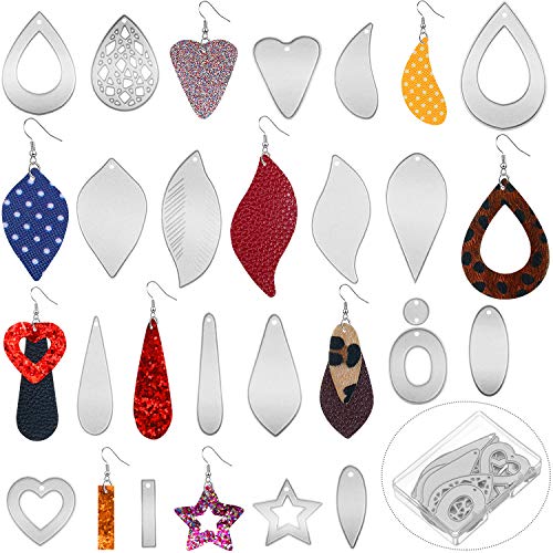 19 Piezas de Pendientes Troqueles de Corte Corte de Pendientes Troquelados de Cuero Molde Troquelado de Lágrimas Hojas para Hacer Pendientes Suministros de Manualidades DIY