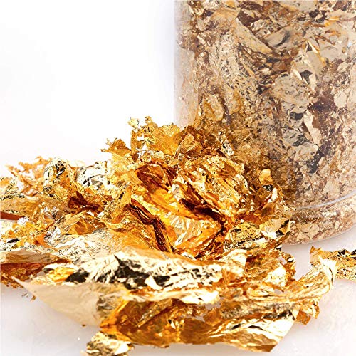 2 Botellas Copos de Papel de Alumini, Copos de Oro para Resina, Copos de Papel de Imitación Metálico, para Dorado, Pintura, Manualidades, Uñas y Bricolaje (Oro, Plata)