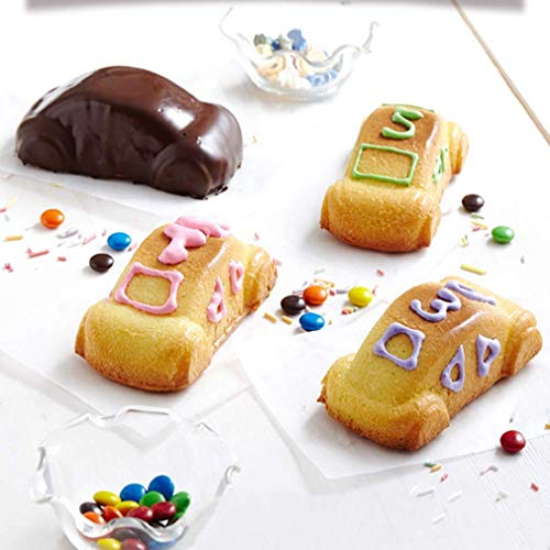 2 Piezas Molde Antiadherente de la Torta de Silicona - Forma de Tren y Coche Moldes de Silicone para Repostería Bizcocho, Muffin, Pudín, Jabon, Pastel, Pastelería