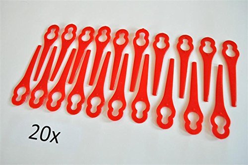 20 cuchillas de plástico / cuchillas de repuesto / placas cortantes / cuchillas para cortabordes a batería Gardenline Glart 18 Li de Aldi/Hofer