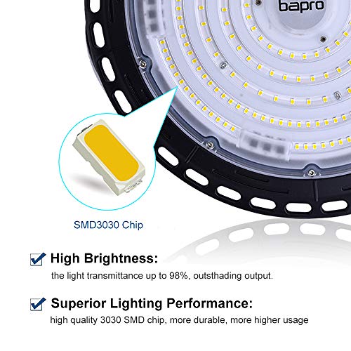 200W UFO LED Lámpara Alta Bahía, bapro 20000LM Focos Led Interior Techo 6500K Industrial LED Iluminación Comercial Impermeable IP65,para Fábricas, Aeropuerto, Patio, Restaurante [Ahorro Energía A++]