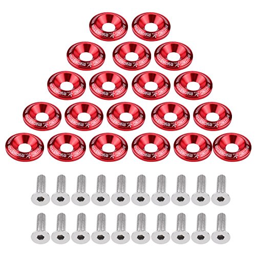 20pcs nuevo kit de pernos de arandela de parachoques, Aluminio parachoques guardabarros juego de tornillos (Rojo)