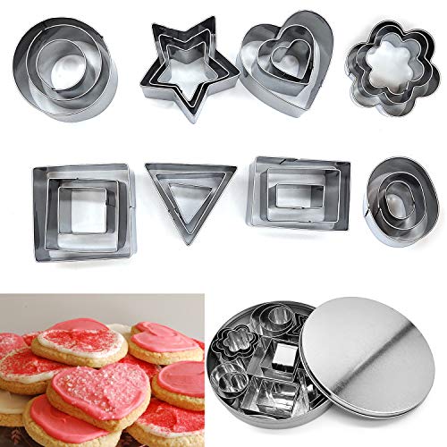 24 Piezas Molde de Galletas de Acero Inoxidable para DIY Postres Galletas Pasteles Gofres