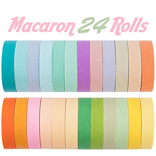 24 Rollos Washi Tape Set, de Cinta Adhesiva Washi Cinta Adhesiva Decorativa para Scrapbooking DIY Manualidades (caramelo)