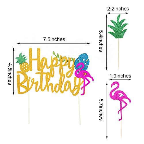 25 Piezas de Piña Cupcake Toppers Flamingo Cake Topper Happy Birthday Cake Picks para Hawaiian Luau Tropical Summer Party Decorations (Conjunto de estilo 2)