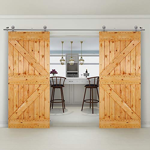 274CM/9FT Herraje para Puerta Corredera Acero Inoxidable Kit de Accesorios, Guia Riel Puertas Correderas, Forma T Puerta doble