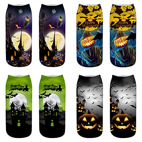 3 Combinación de Calcetines de Halloween Calabaza Bat Print Calcetines de Halloween Divertido Traje de Decoración de Fiesta