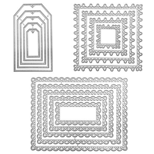 3 conjuntos de troqueles de corte para la fabricación de la tarjeta, FineGoodla geometría de corte de metal bricolaje Marcos Die Troquelados Plantillas para Scrapbooking Decoración del álbum