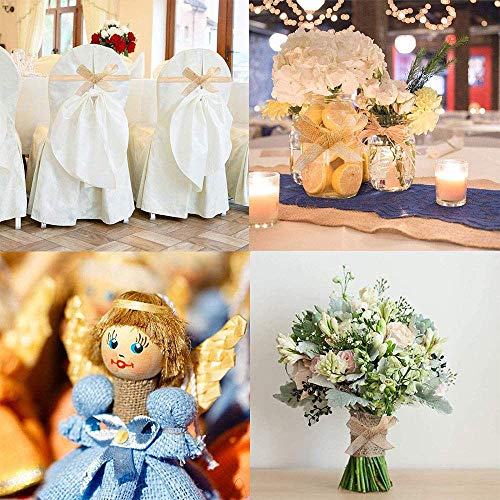 3 Rollos Cinta de Arpillera Natural, Cinta de Artesanía de Arpillera de Yute, para Manualidades de Bricolaje, Bodas, Decoración Del Hogar para Fiestas, Envoltura de Ramo de Regalo