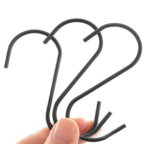 30 ganchos en S de acero inoxidable en forma de S antioxidante para colgar ropa, ganchos de metal para cocina, cuarto de baño, dormitorio, Negro