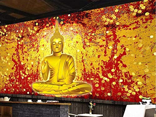 3D no tejido foto papel tapiz murales fuente financiera de oro de Buda herramientas de fondo de pared pintura decorativa @ 200 * 140 cm