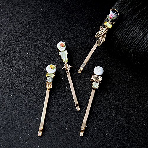 4 pcs Pasador de Cabello Horquillas Horquilla Mujeres Pinza de pelo de Cristal cerámico metal Tocado clip Para El Banquete De Boda